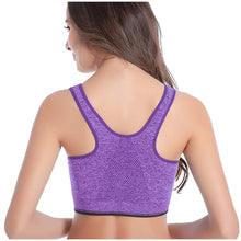 Load image into Gallery viewer, Zipper Push Up Sports Bras,L Padded Wire free Breathable Sports Tops,Fitness Gym Yoga Sports Bra