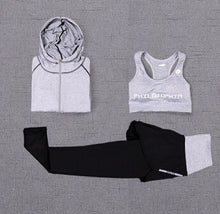 Load image into Gallery viewer, High waist pants+hooded coat+t shirt+bra+short ,yoga 5 pieces set , fitness gym sports set