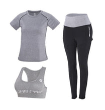 Load image into Gallery viewer, High waist pants+hooded coat+t shirt+bra+short ,yoga 5 pieces set , fitness gym sports set