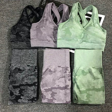 Load image into Gallery viewer, 2 PCS Camouflage Yoga Set, Sports Wear ,Gym Fitness , Leggings
