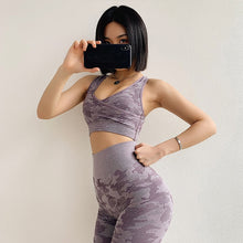 Load image into Gallery viewer, 2 PCS Camouflage Yoga Set, Sports Wear ,Gym Fitness , Leggings
