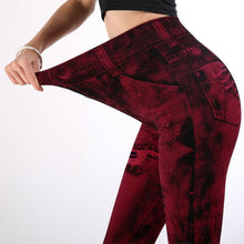 Load image into Gallery viewer, Women Gym Leggings ,Jeans Leggings Pocket Printing Leggings , Pencil Pants, size Yoga Pants
