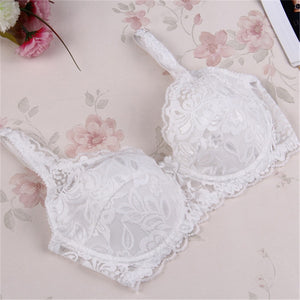 V-neck Solid Color Chest Pad Lace Sling Nylon Breathable Elasticity Comfortable sexy Women Bras