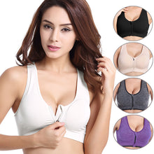 Load image into Gallery viewer, Zipper Push Up Sports Bras,L Padded Wire free Breathable Sports Tops,Fitness Gym Yoga Sports Bra
