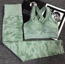 Load image into Gallery viewer, 2 PCS Camouflage Yoga Set, Sports Wear ,Gym Fitness , Leggings
