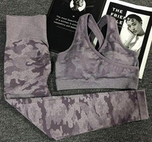 Load image into Gallery viewer, 2 PCS Camouflage Yoga Set, Sports Wear ,Gym Fitness , Leggings
