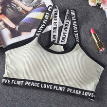 Load image into Gallery viewer, Letter Sports Bra, Top Push Up , Yoga Bra,Cotton  Sport Tops, Gym Wear
