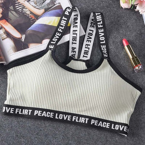 Letter Sports Bra, Top Push Up , Yoga Bra,Cotton  Sport Tops, Gym Wear