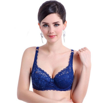 V-neck Solid Color Chest Pad Lace Sling Nylon Breathable Elasticity Comfortable sexy Women Bras