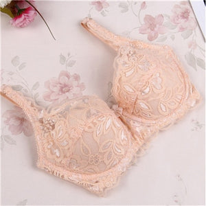 V-neck Solid Color Chest Pad Lace Sling Nylon Breathable Elasticity Comfortable sexy Women Bras