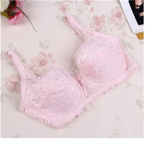 V-neck Solid Color Chest Pad Lace Sling Nylon Breathable Elasticity Comfortable sexy Women Bras