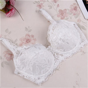 V-neck Solid Color Chest Pad Lace Sling Nylon Breathable Elasticity Comfortable sexy Women Bras