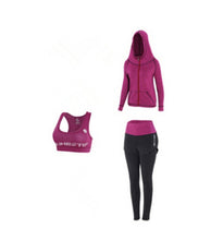 Load image into Gallery viewer, High waist pants+hooded coat+t shirt+bra+short ,yoga 5 pieces set , fitness gym sports set
